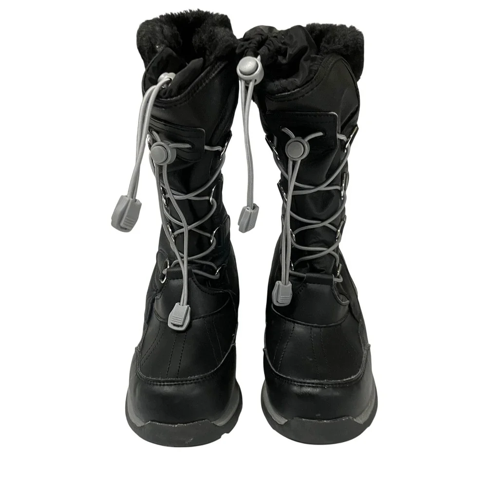 Lands End Snow Flurry Insulated Winter Boots Black Faux Fur US 1M 511735